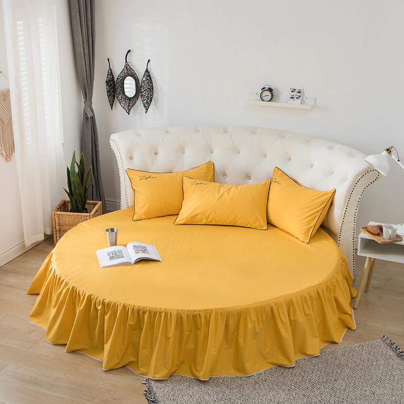 34 bett Rock Ausgestattet Blatt Runde Bett Leinen 200cm 220 Cm Bettdecken Matratze Abdeckung Home Decor Rosa Weiß Grau doppel Bett Abdeckung