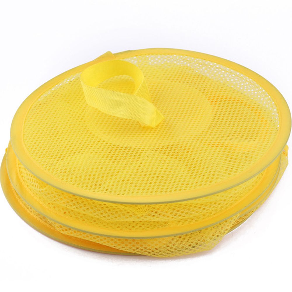 3 Layers Breathable Folding Basket Wardrobe Cabinet Cloth Underwear Drying Shelves Storage Cage Hanging Net Bag Home Organizer: yellow