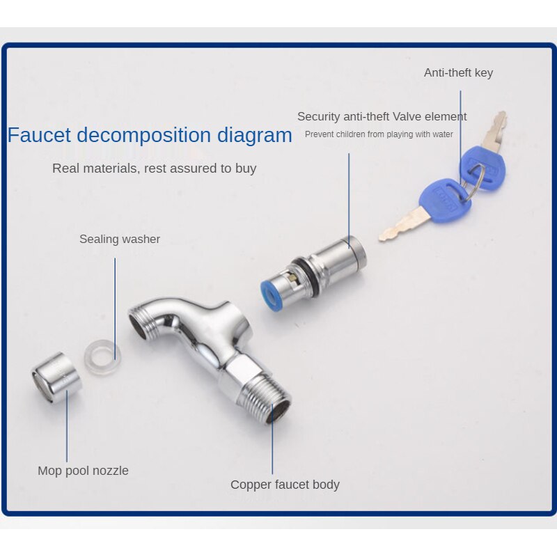 BaIDaiMoDeng Lavaggio Acqua di Rubinetto con Chiave di Blocco Rubinetto di Rame Singolo all'aperto anti-furto Rubinetto Della Cucina del Sensore del Rubinetto Esterno