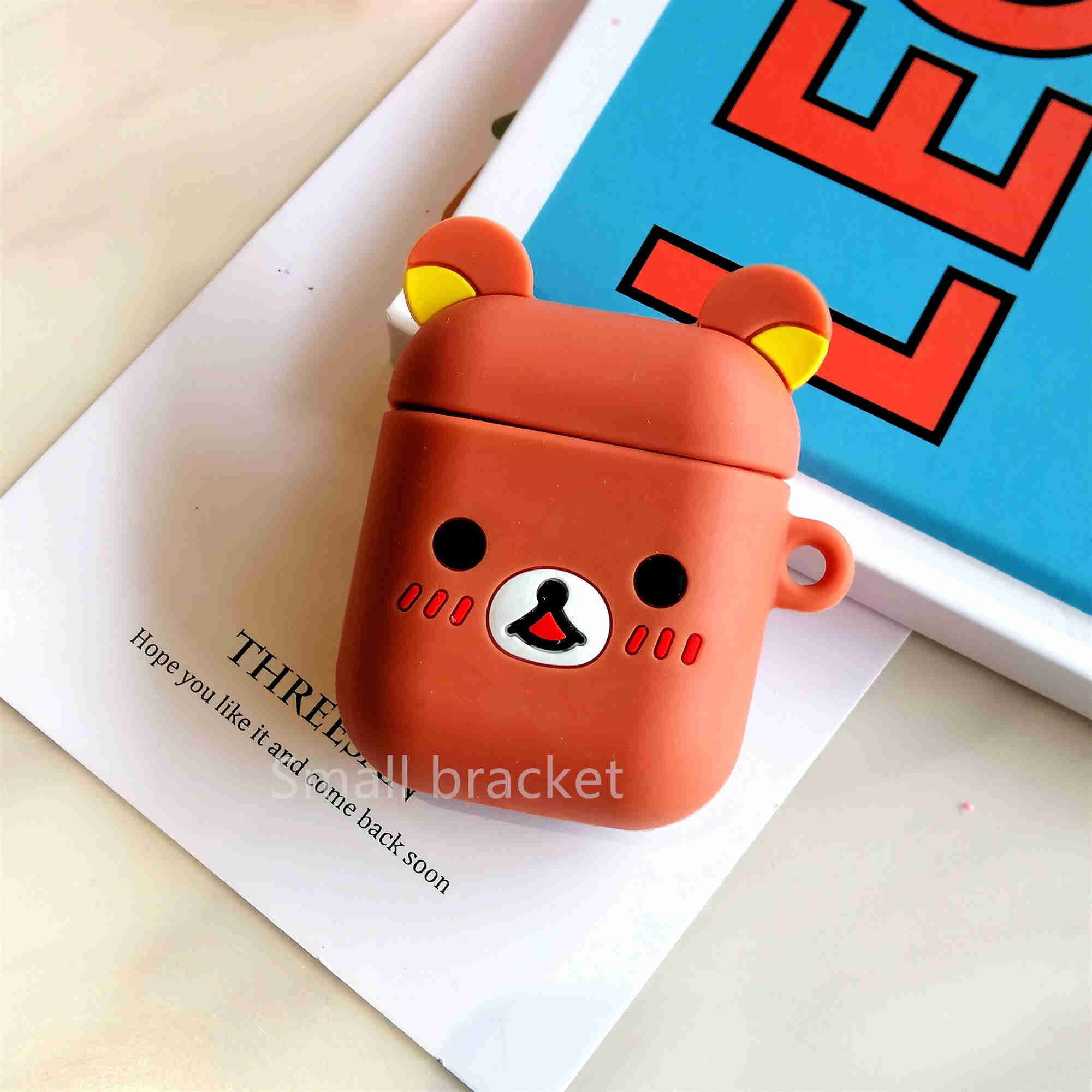 Für Airpods Fall Silikon Stich Cartoon Abdeckung für Apple Air schoten Nette Kopfhörer Fall 3D Kopfhörer fall für Earpods Zubehör: happybear