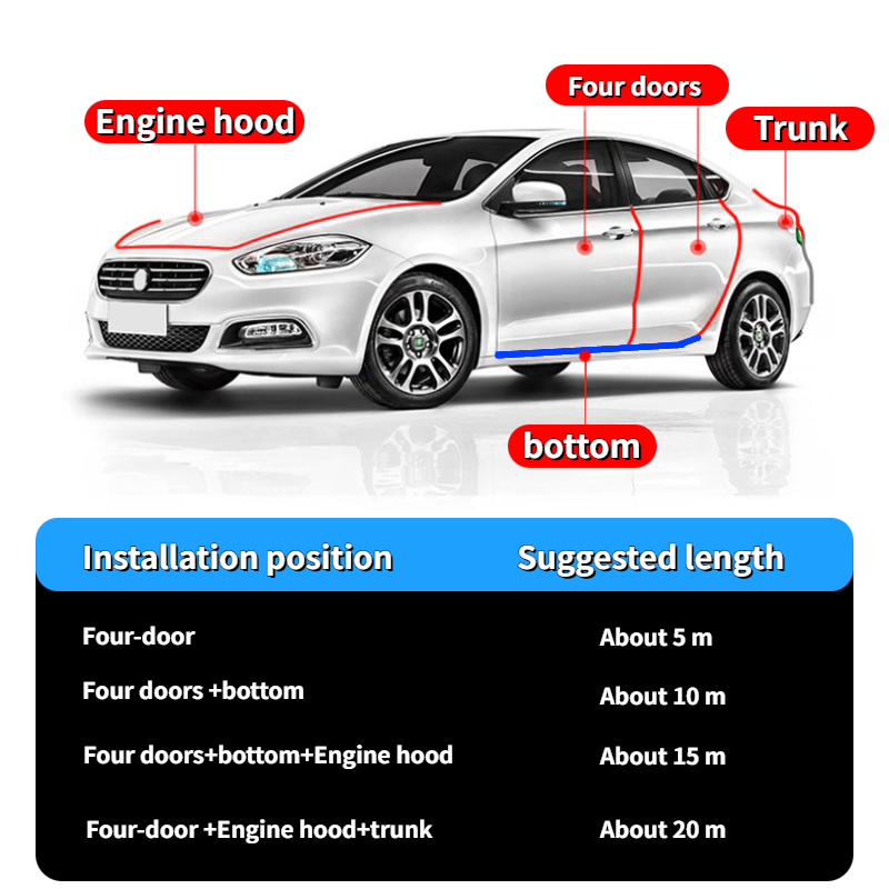 5m Adhesive Scratch Tools Car Door Edge Rubber Scratch Protector Strips Car Styling Mouldings Protection Side Doors Moldings