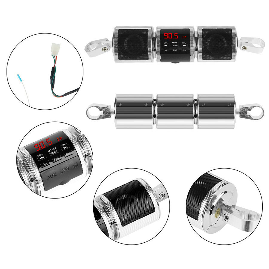 Motorcycle Speaker Bluetooth V2.1+ EDR Audio Water-resistant Motorbike Stereo Speaker Moto Radio USB TF MP3 Player