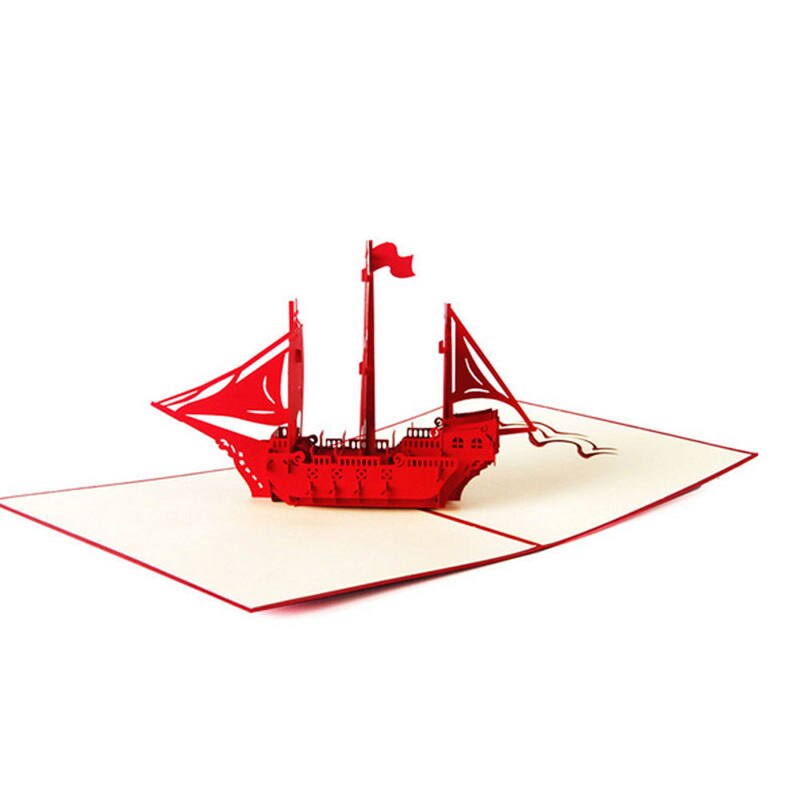 3D Up Greeting Card Sailing Ship Christmas Birthday Thank you Valentine Card L4MB: Red