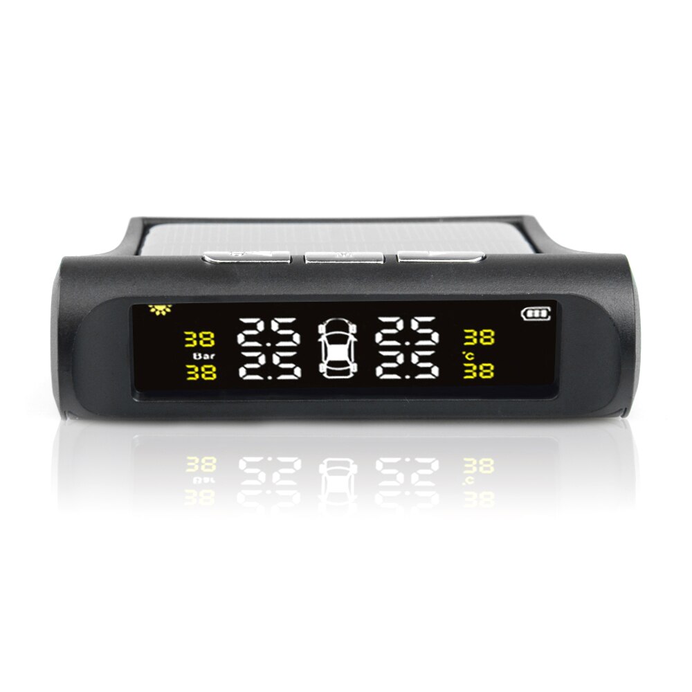 External / Internal Solar Power TPMS Car Tire Pressure Monitoring System LCD 4 Sensors for CARs Temperature Warning CAR Safety