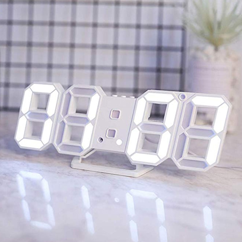 Modern Digital 3D LED digital wall Clock Alarm Clocks Snooze Clock with 12/24 Hour Display LB88