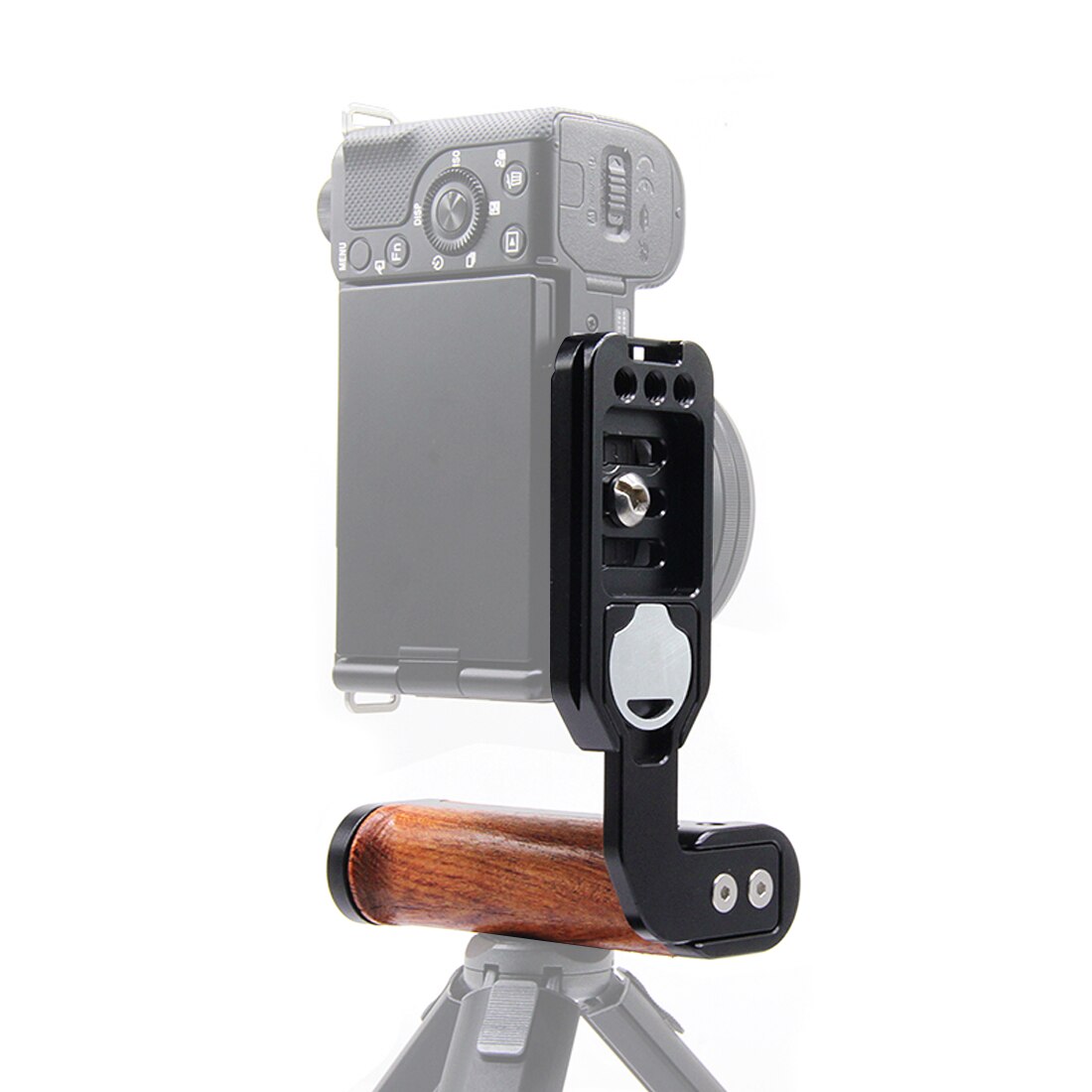 Quick Release L Plate Holder Wooden Handle Protective Hand Grip Camera Bracket ZVE10 Camera Cage Rig For Sony ZV-E10 DLSR Camera