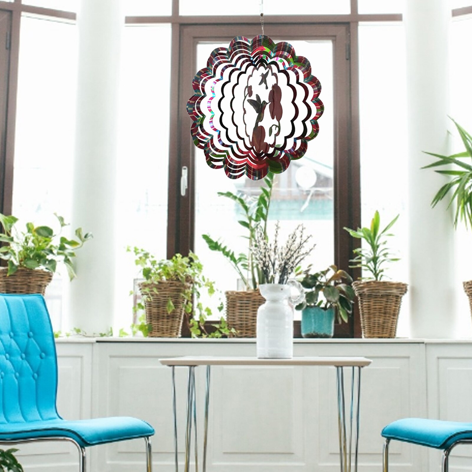 Wind Chimes 3D Metal Hummingbird Wind Spinners Outdoor Garden Decor Wind Spinner Door Wall Hanging Wind Chimes Home Decoration