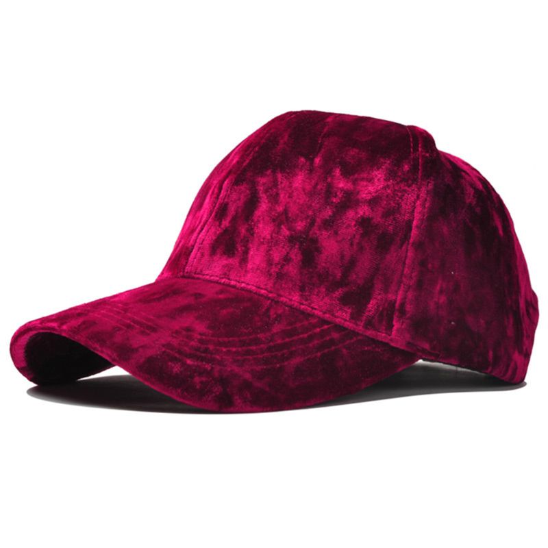 Women Men Winter Faux Velvet Baseball Cap Shiny Solid Color Hip Hop Snapback Hat 28GD: Rose Red