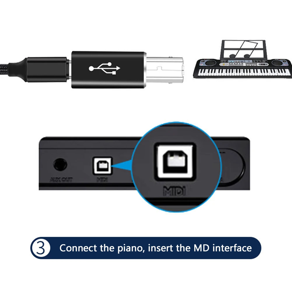 NNBILI Adapter USB B męski na USB typu C żeński do skanera Konwerter USB do drukarki Kontroler MIDI Klawiatura