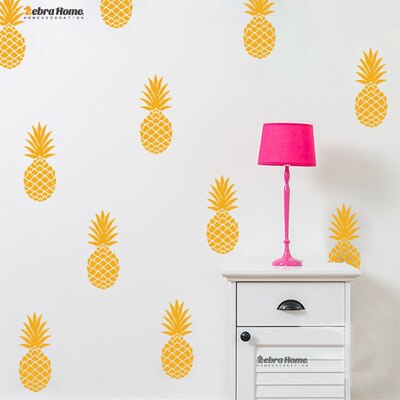 Ananas ananas avtagbar vinyl diy väggdekaler för vardagsrum barnkammare sovrum heminredning väggmålning tapet: Gul
