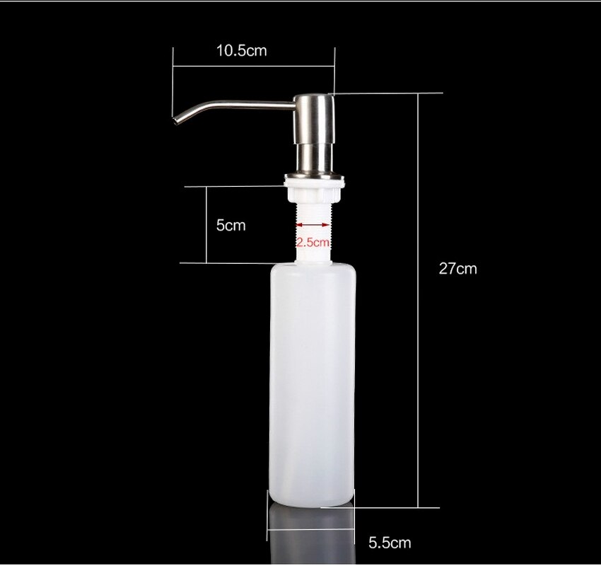 300ML Kitchen Sink Soap Dispenser Black ABS Dispenser Detergent Liquid Soap Lotion Dispensers Stainless Steel Head hand sanitzer