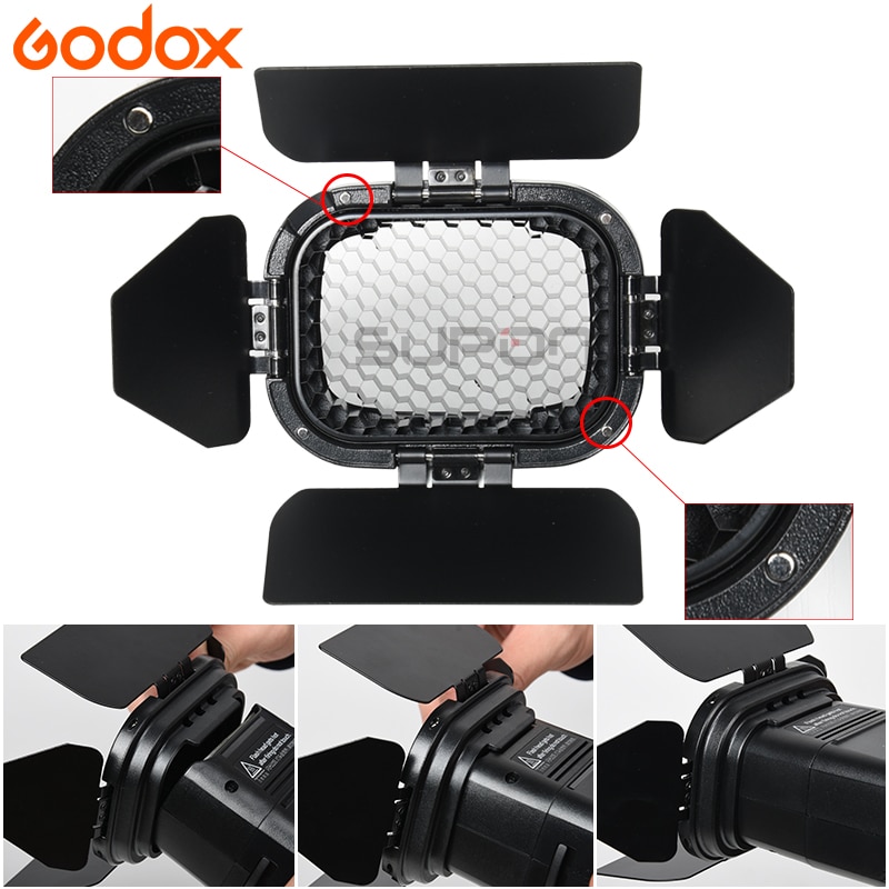 Godox bd -07 ladugårdsdörr 4 färg gelfilter (röd gul blå grön) med bikakegaller för godox  ad200 fickblixt