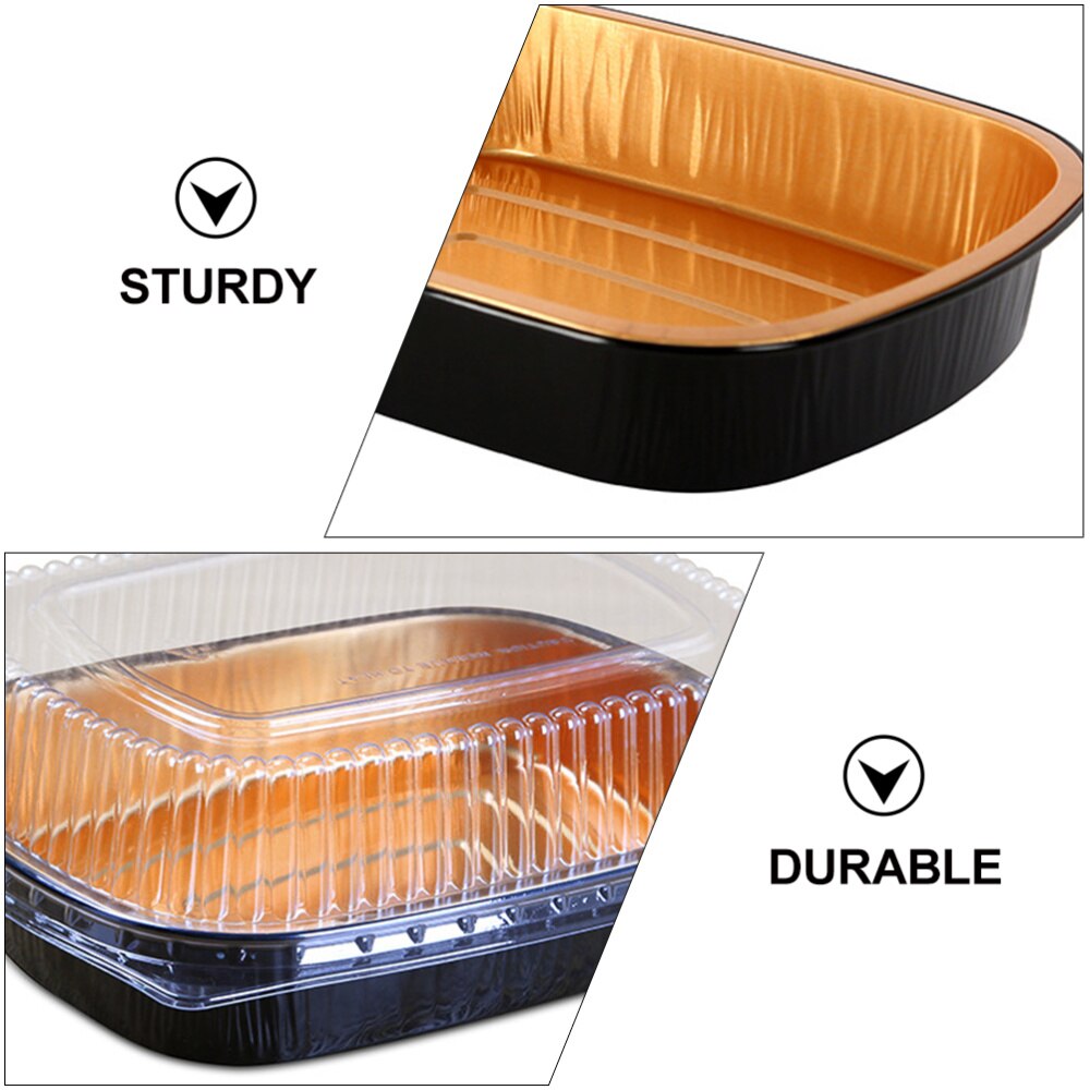 3 Sets Japanese Food High-end Disposable Plate (770ml+Transparent Lid)