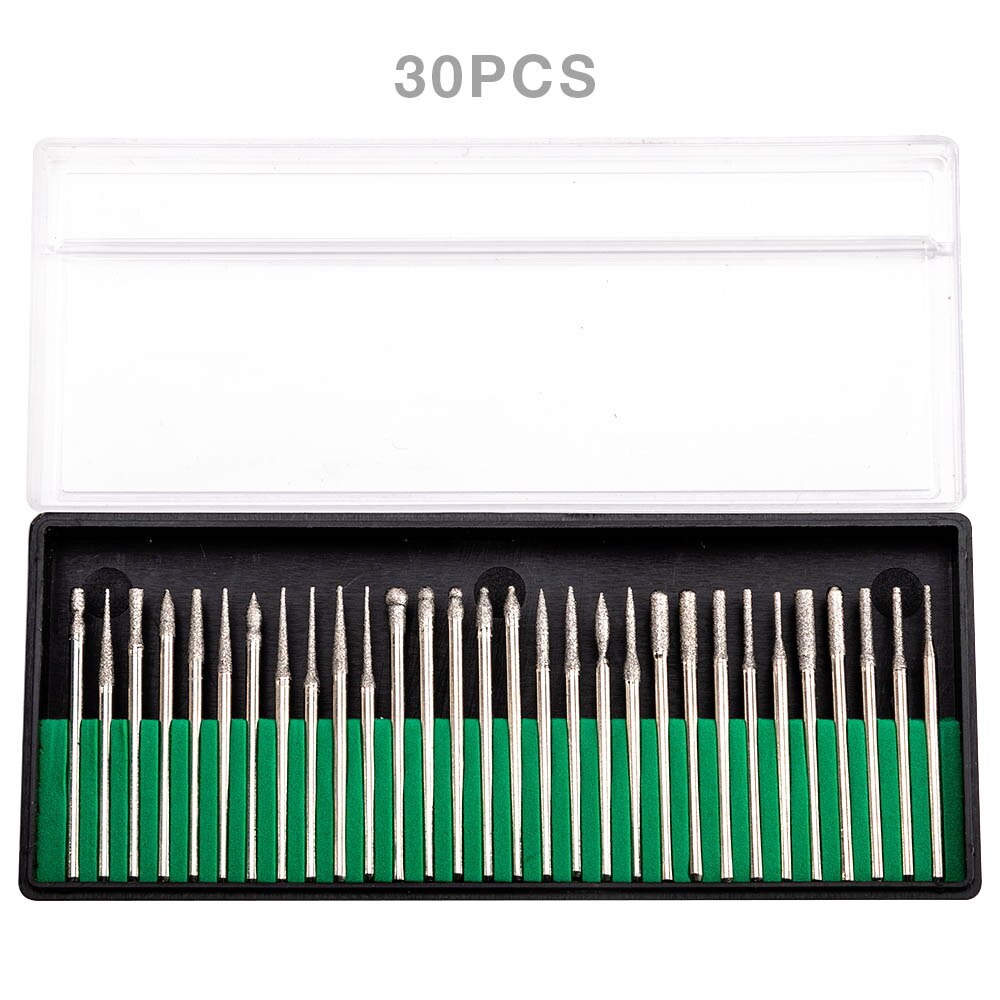 Ladymisty 30 piezas brocas de diamante para uñas máquina de manicura eléctrica taladros accesorios para uñas pedritas limas de uñas herramientas de arte: silver