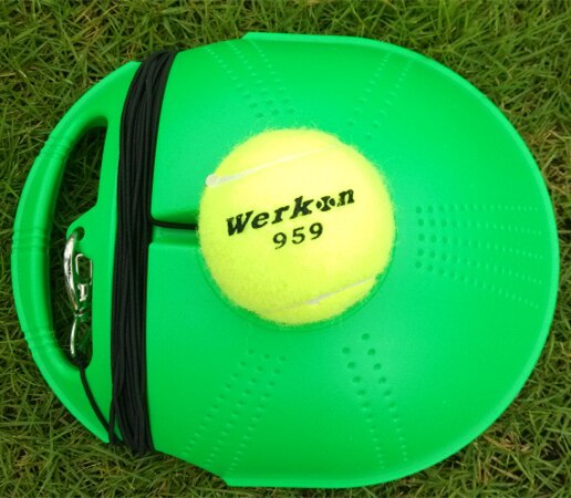 Entrenador de tenis, Base de pelota de rebote, de tenis para herramienta de ayuda práctica de autoentrenamiento, tenis de autoestudio,: green