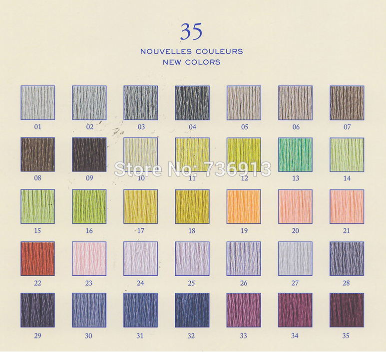 From 01 To 35 DMC Colors Cross Stitch Floss Yarn Thread