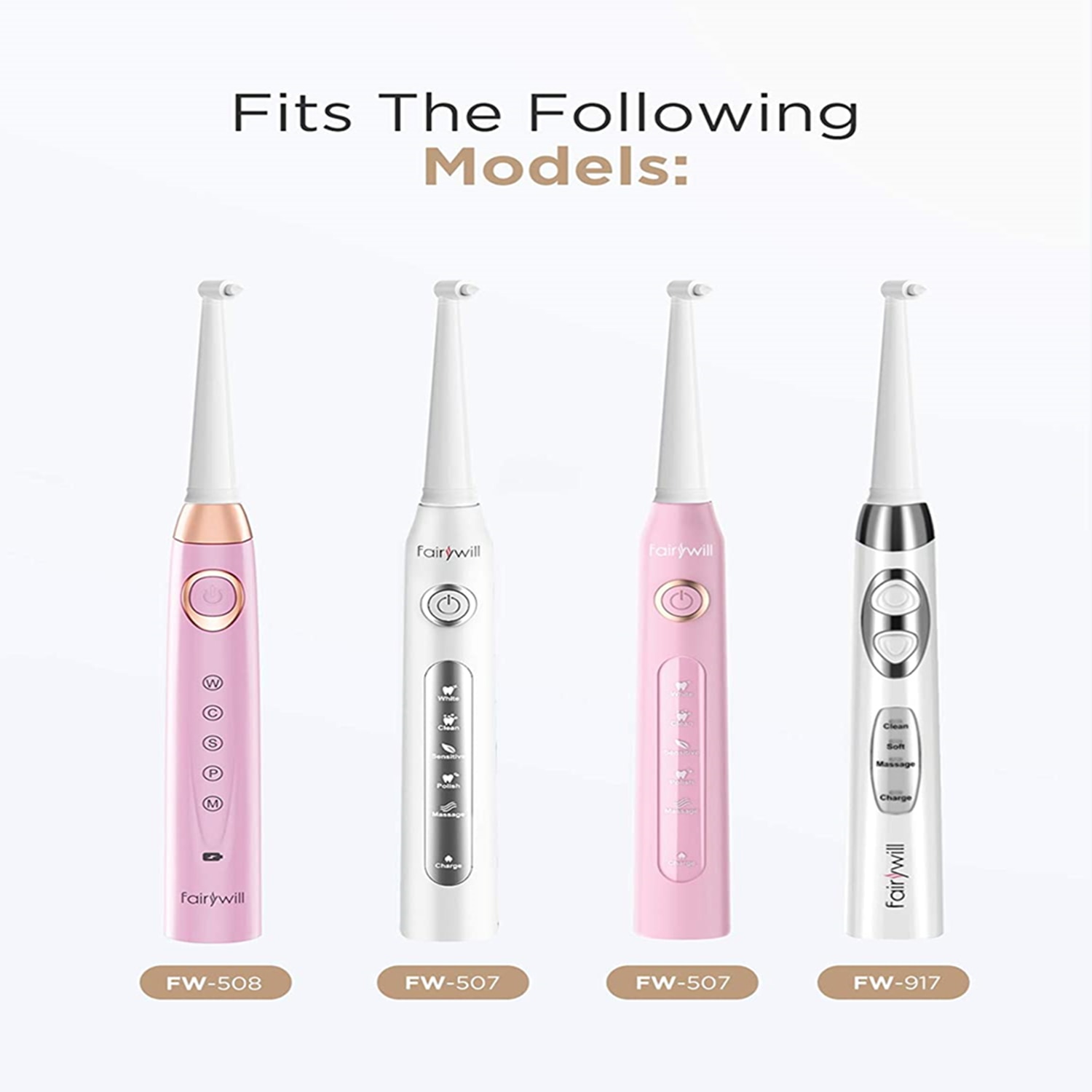 Fairywill Sonic Electric Toothbrushes Replacement Heads Toothbrush Heads Sets Interdental Brush Headsfor FW-507 FW-508 FW-917