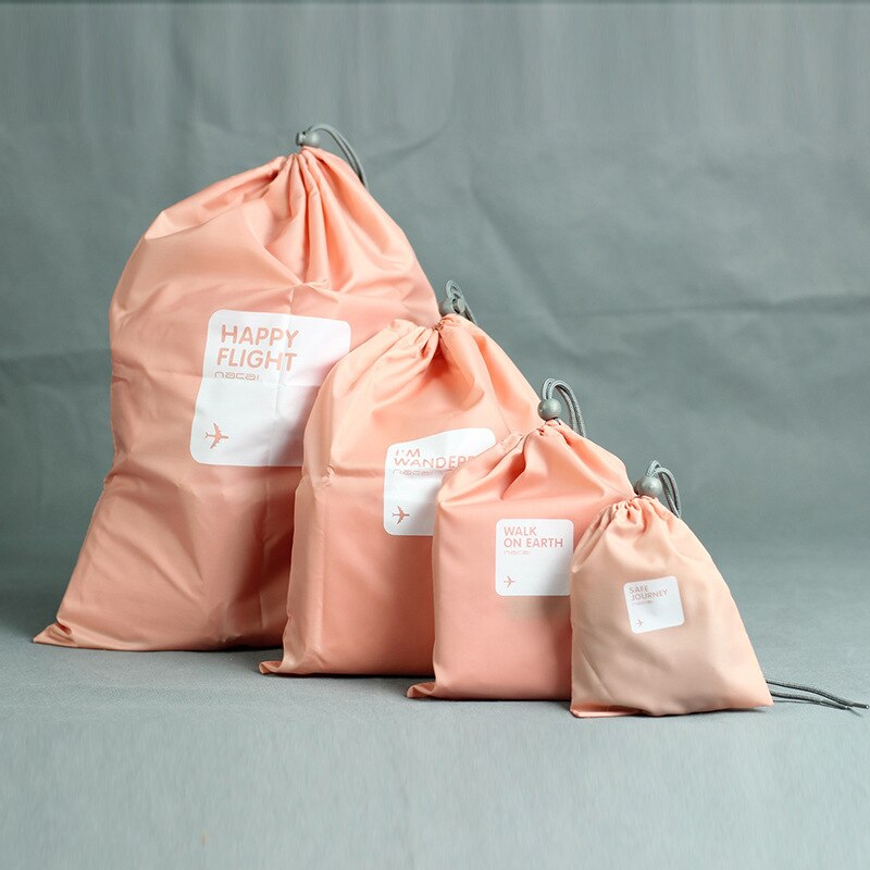 RUPUTIN 4 unids/set, bolsa de viaje con cordón para almacenamiento en seco, bolsa para lavandería, bolsa de maquillaje para cosméticos, ropa interior, organizador, accesorios de viaje: Pink