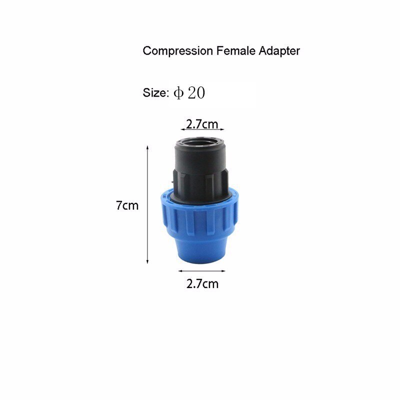 1pc HDPE Compression Female Adapter Plastic PP Coupler Coupling Irrigation Pipe Quick Connector Fitting Flexible Joint Threaded: 20mm