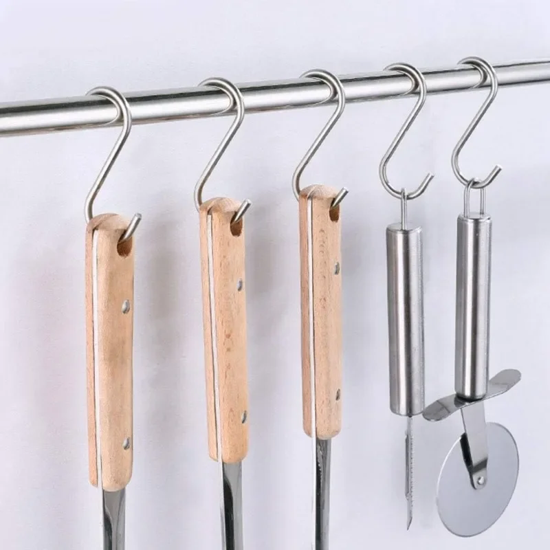 Stainless Steel S-Shaped Hooks S Hook Hanging Hangers Kitchen Bathroom Storage for Bags Clothes Caps Towels Holders