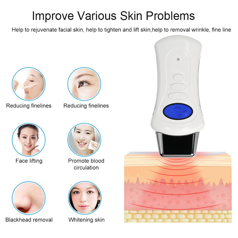 Microcurrent Beauty Machine Electric Ion Blackhead Removal Galvanic Spa Handheld Personal Massager Face Lift Facial Care Tools