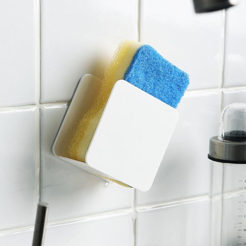 1 Pc Scouring Pad Storage Rack Wall-mounted Sink Sponge Wipe Steel Wire Ball Drain Rack Kitchen Kitchen Storage Holder