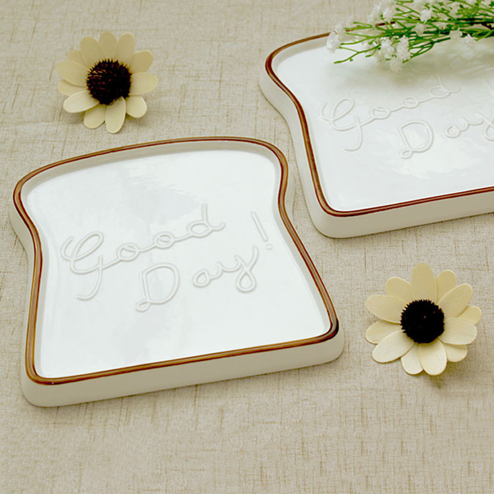 Ceramic Toast Shaped Dinner Plate Porcelain Bread Salad Dessert Plate Morning Dish for Kitchen Party Restaurant