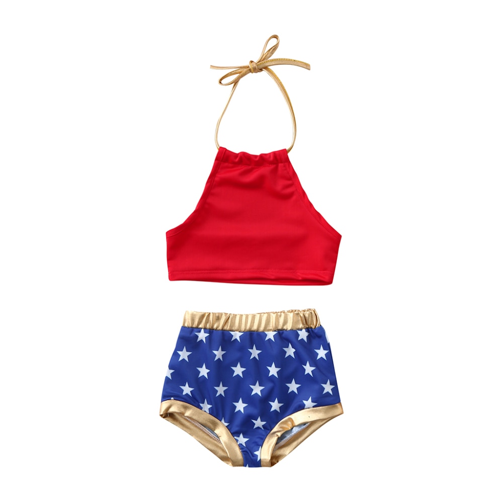 4th of July Kids Baby Girls 2PCS Swimwear Bikini Tankini Swimsuit Bathing Suit