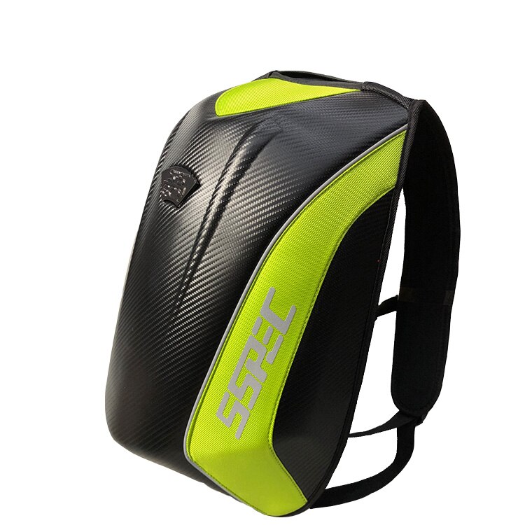 Mochila impermeable de fibra de carbono para motocicleta, bolso con carcasa dura, para turismo: Verde
