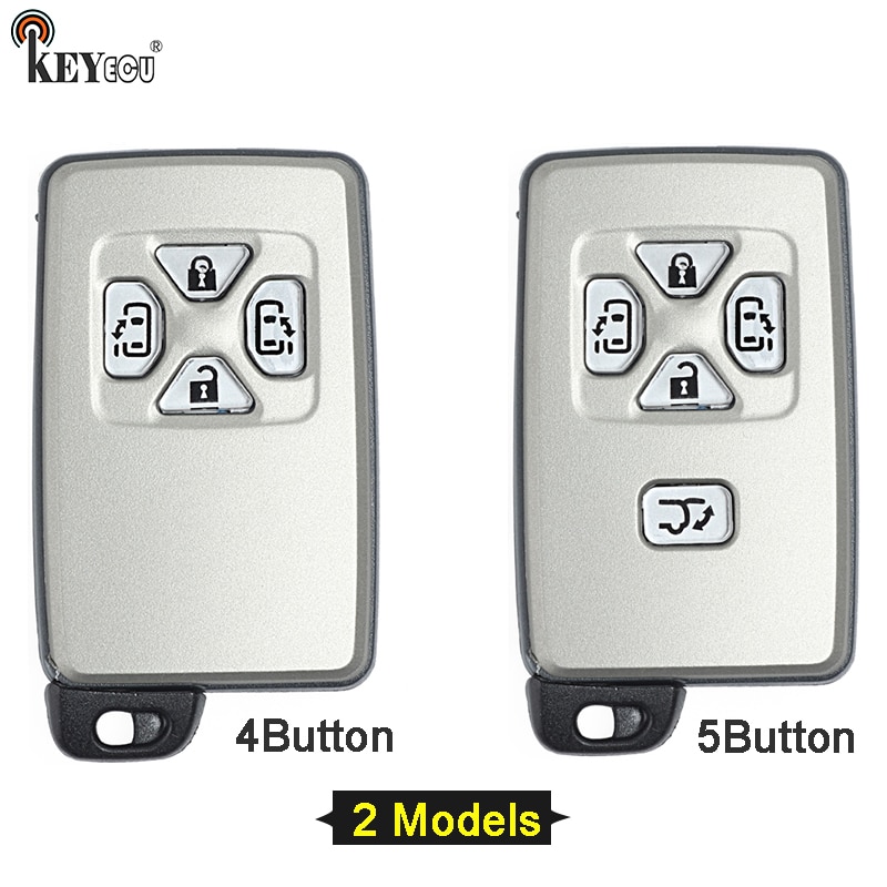 KEYECU for Toyota Alphard Estima Vellfire Smart Card Remote Car Key Shell Case Fob 4/5 Button With Uncut Blade White Color