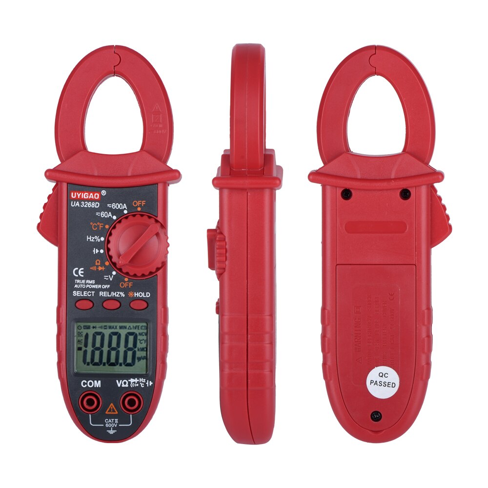 QHTITEC Multimetro Digital T-RMS Portable Clamp Meter Ammeter Volt Temp Capacitor Tester Repair Tool With Needle Tip Test Leads
