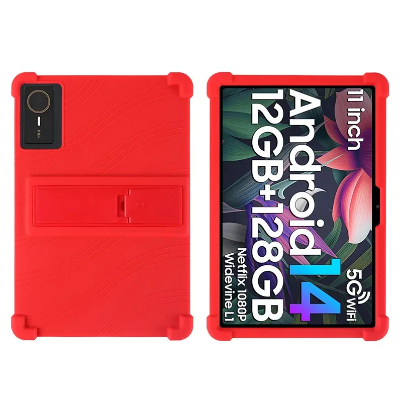 For Tecno MegaPad 11 10.95-inch Tablet with Multi-Angle Adjustable Stand Kid-Friendly Shockproof Case: Red
