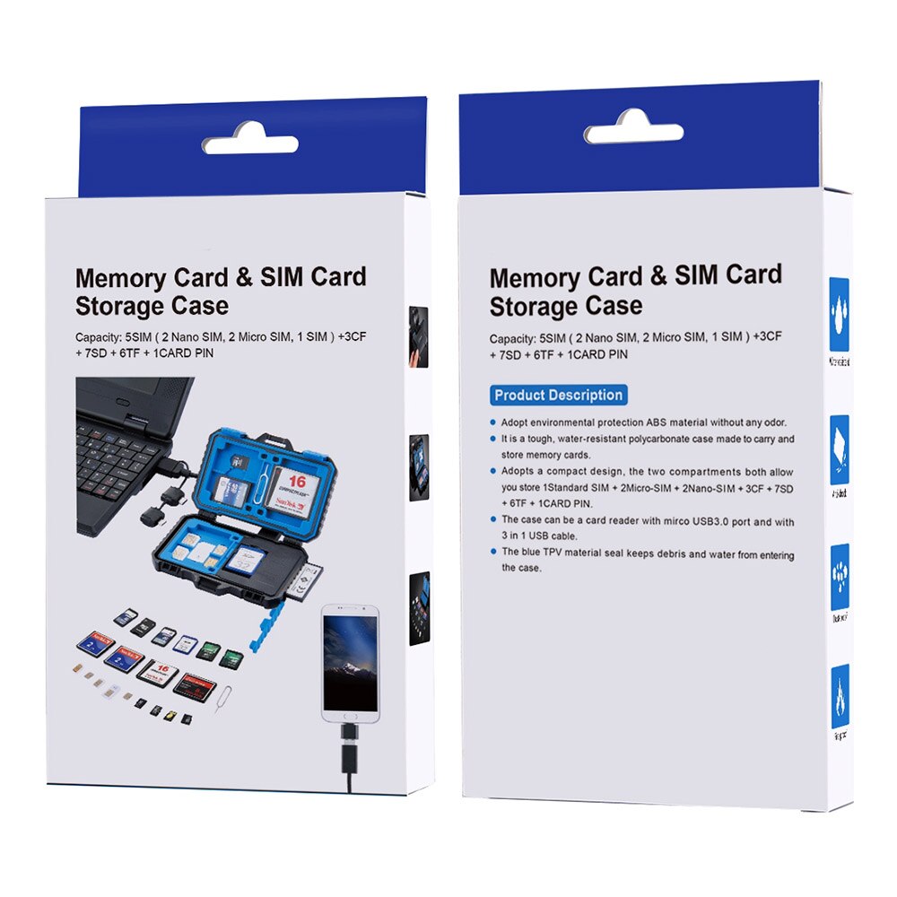 Multi-functional Card Reader Storage Box Waterproof Memory card Case Safer Protection waterproof convex Cards Reader Box