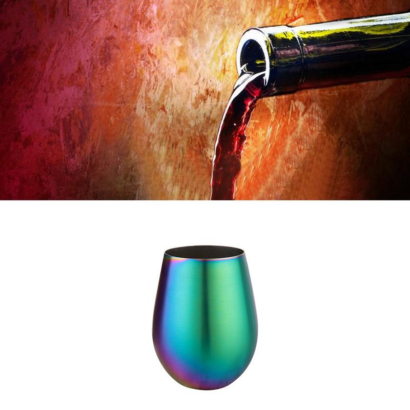 Vin dricksglas flerfärgad regnbåge iriserande hushållsstam 304 rostfritt stål enkellager färgpläterad stor mage e