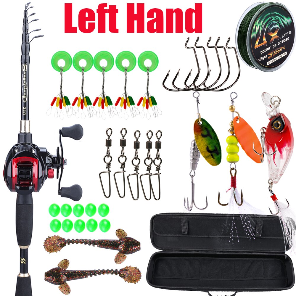 Sougayilang 1.8-2.4m teleskopisk casting fiskeri combo bærbar ultralet stang og fiskehjuls fiskegrej med 7.1:1 gearforhold