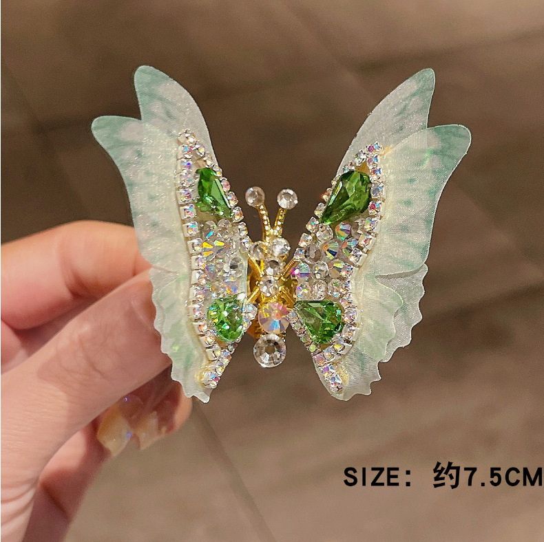 Pinza de pelo de mariposa de actividad creativa para mujeres y niñas, pinzas para el pelo de mariposa con gradiente de diamantes de imitación exquisitos, accesorios bonitos para el cabello: Rosa