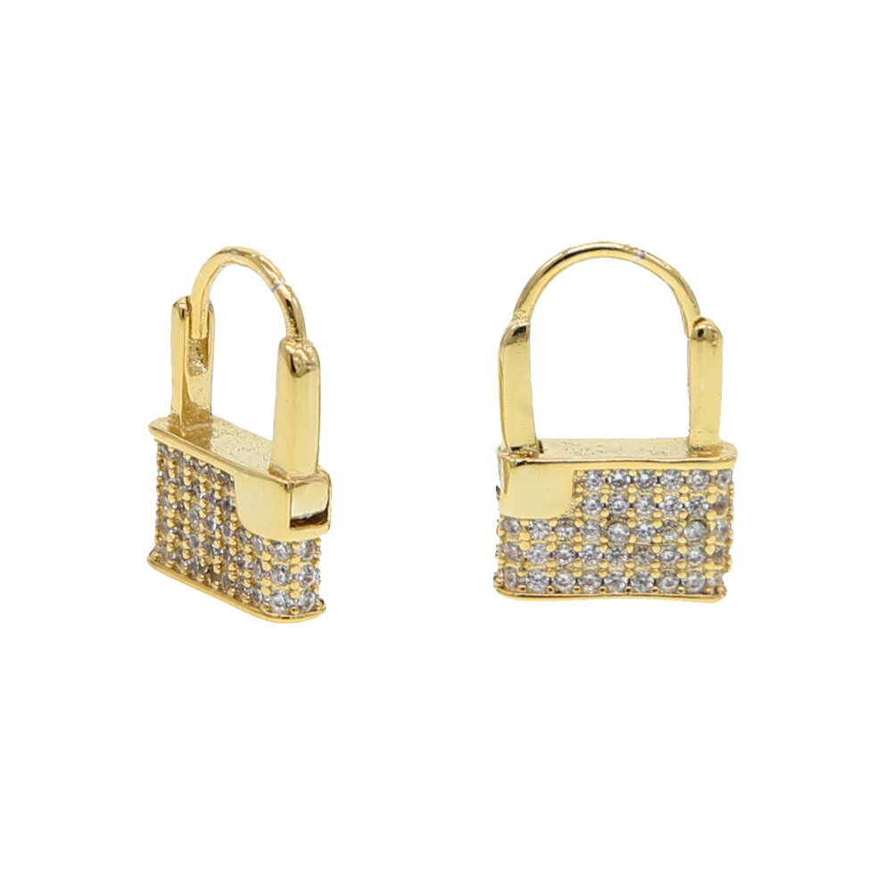 Rouge vert bleu blanc arc-en-ciel cz pavé couleur or petite boucle d'oreille pour les femmes: white