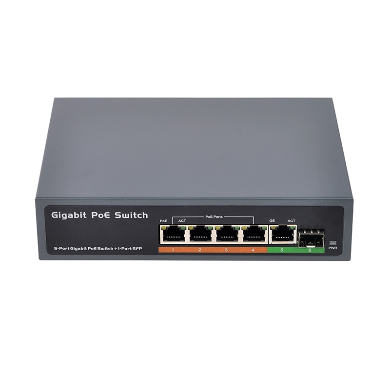 POE Network Switch PSE604GS 4 Port POE + 1 Port Uplink + 1 Port SFP 65W IEEE802.3At / Af Standard All Gigabit (US Plug): Default Title