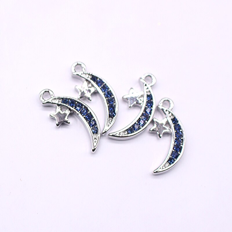 5 Pcs Europese Volledige Rhinestone Evil Eye Armband Earring Charms Connector Bevindingen Moon Star Oorhangers Maken Sieraden Accessoire: 2 yinse yueliang