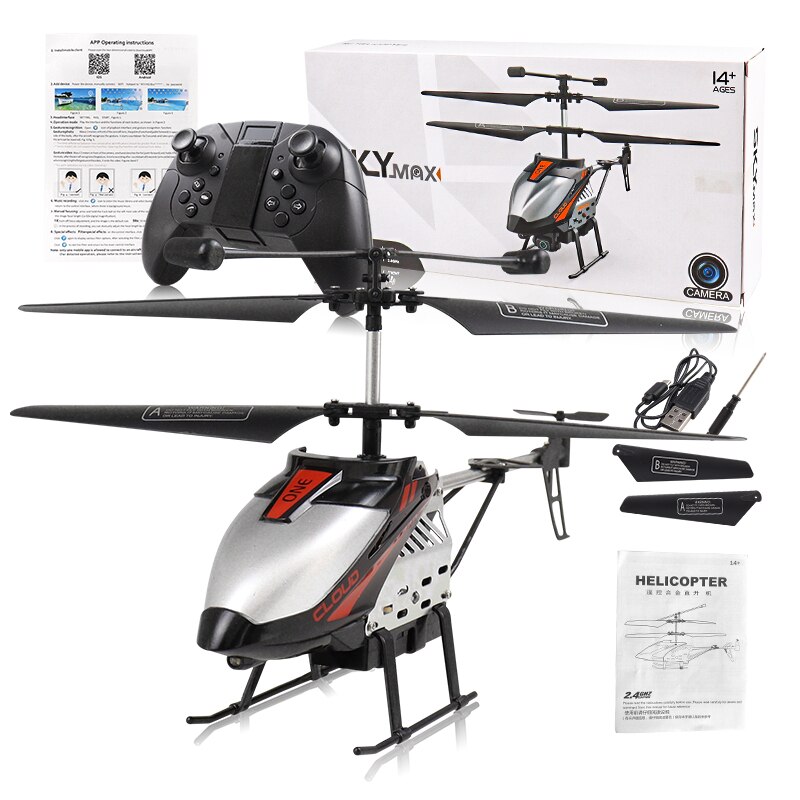Hélicoptère Rc avec caméra 2.4GHZ sans fil contrôle infrarouge avion à Induction 4 canaux avec gyroscope intégré 500mah grande batterie: No camera black
