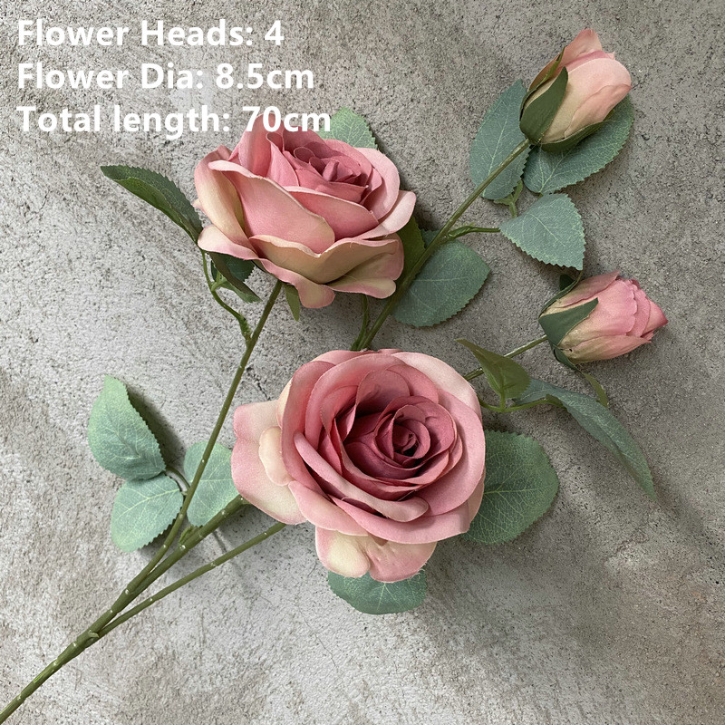 Decoración de boda, rosa polvoriento, rubor, café ligero desnudo, arroz, rosa artificial blanca, fila de flores, guía de camino, flor,: Oro