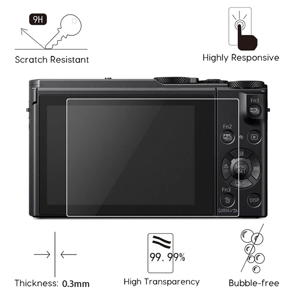 2 uds de vidrio templado 9H para Panasonic Lumix LX10 LX15 FZH1 LX9 ZS70 TZ90 ZS45 TS7 FT7 G6 TZ95 ZS70 TZ90 TS60 TZ80 película protectora