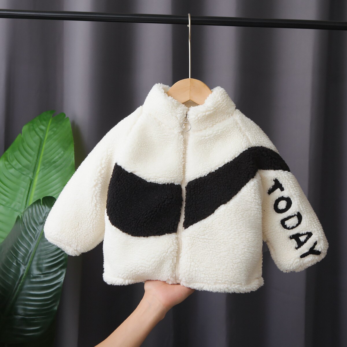 Veste polaire épaisse en peluche pour enfants, manteaux chauds pour garçons et filles, vêtements d'extérieur en velours, automne et hiver: Ivoire / 6M