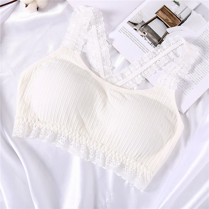 Sexy Lace Bra Cotton Wireless Bralette Women Cross Push Up Bra Female Underwear Wire Free Top Padded Lingerie Ladies Bralette