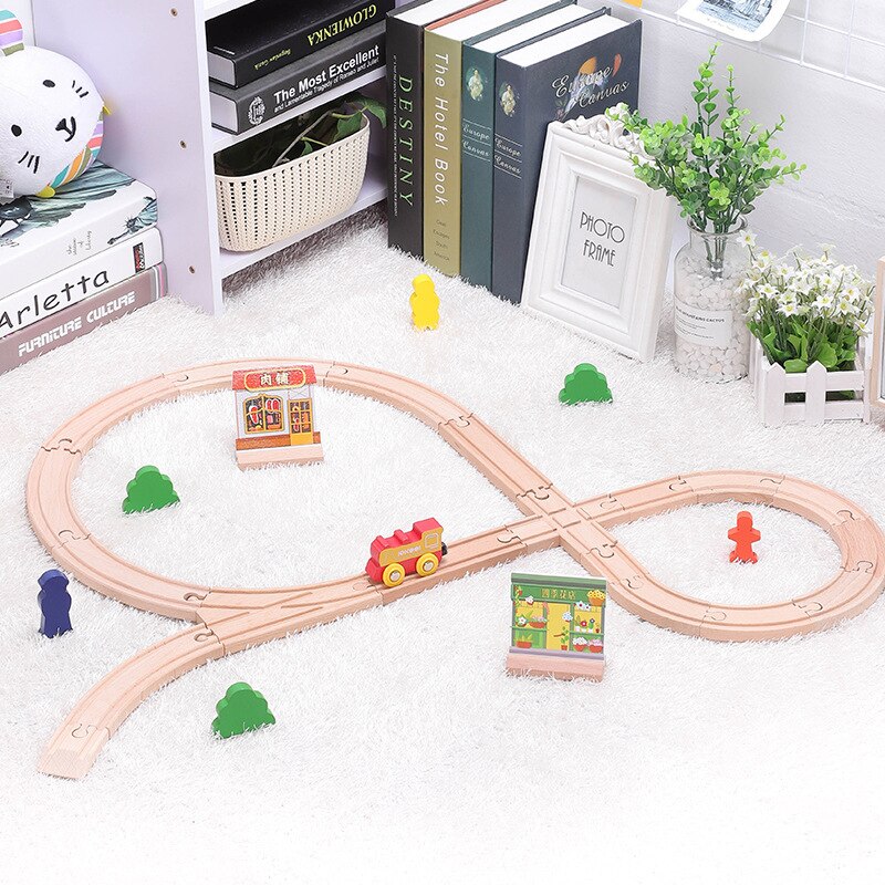 DIY Wooden Track Train with Scene Vocal Track Building Blocks Car Train Railway Track Set Educational Toys Children&#39;s: 5