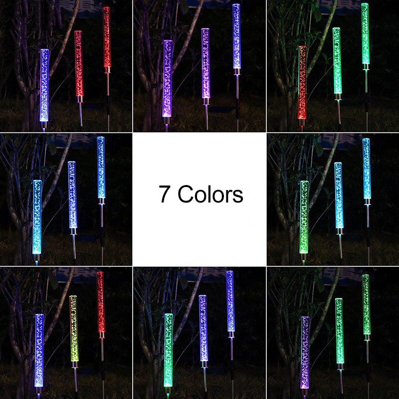 1 stk haven sollys udendørs boble rør stick lys sol akryl rgb multi farve skiftende vandtæt led lys dekor