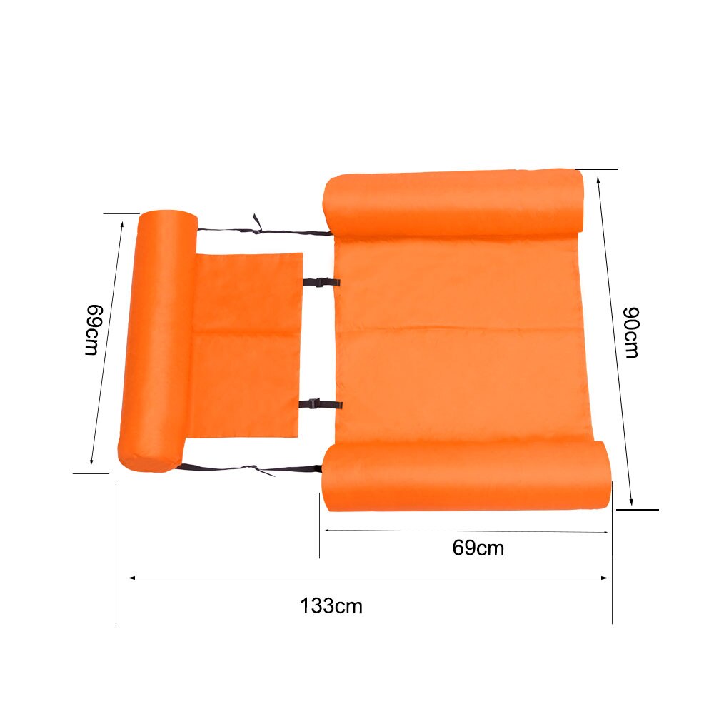 Inflatable Chair Lounger Foldable Floating Row Swimming Pool PVC Summer Water Hammock Air Mattresses Bed Beach Water Sport Chair: orange