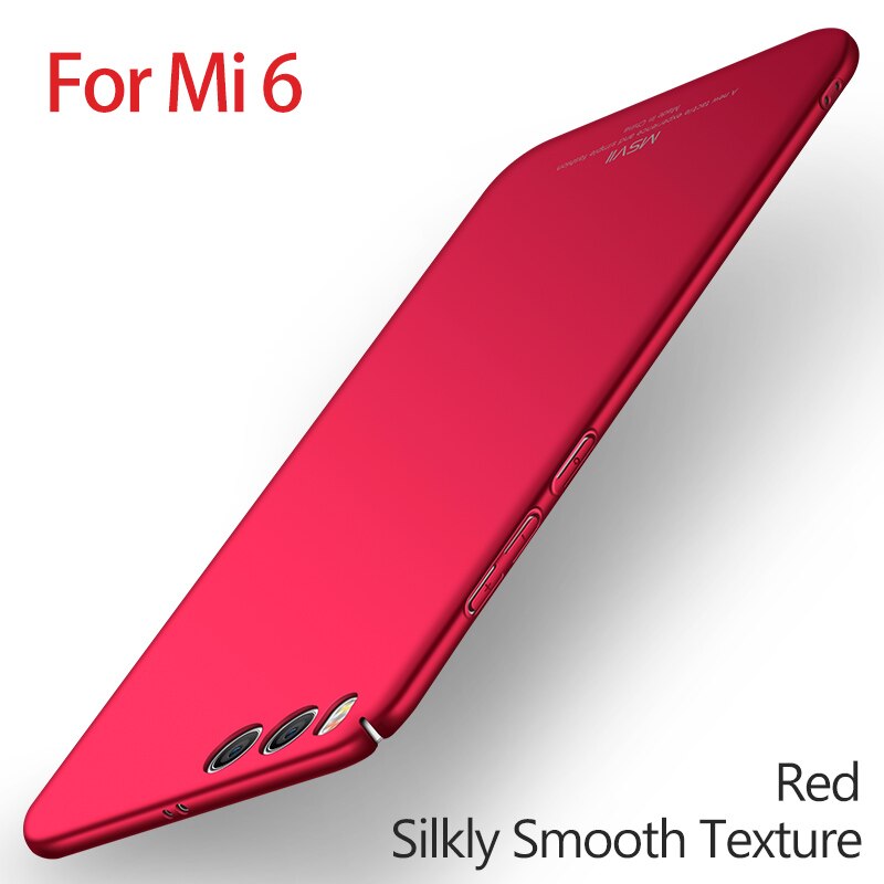 Xiaomi Mi 6 Case msvii Luxe Hard PC F xiaomi mi6 pro global case cover Ultradunne Bescherming coque Voor Xiomi Mi6 telefoon gevallen: Simple Red