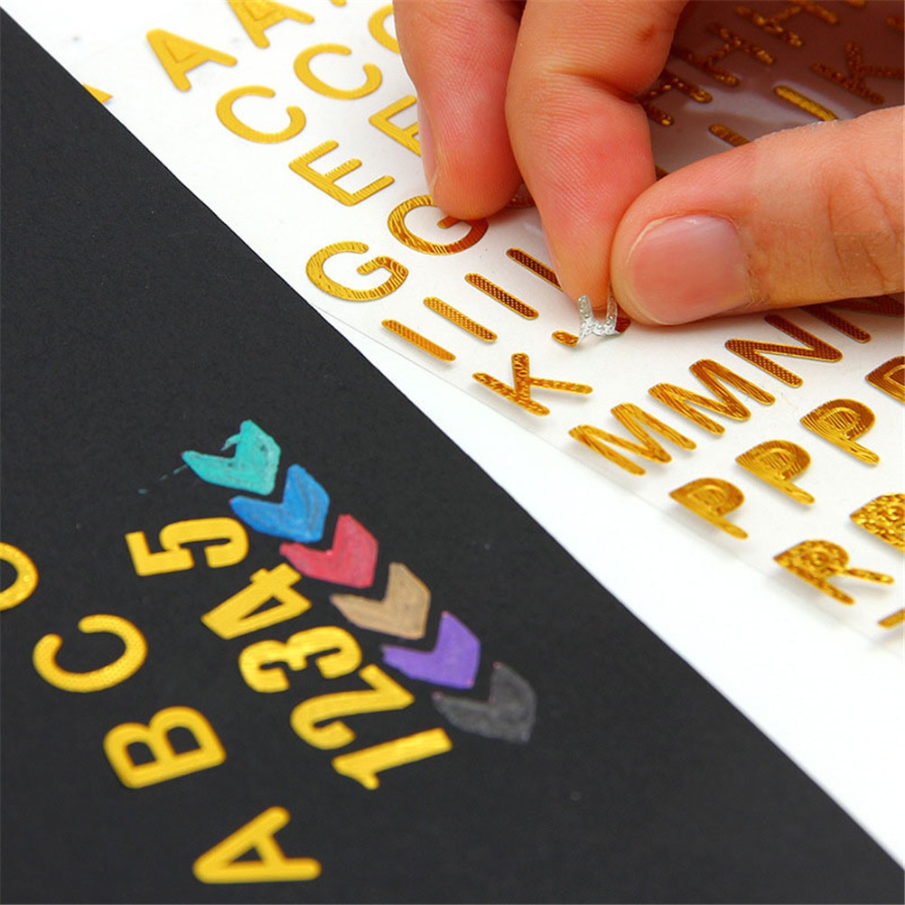 DIY Photo Gold Letters Decoration Self-adhesive Stickers for Scrapbooking/Card Making/Journaling Project 1 sheet