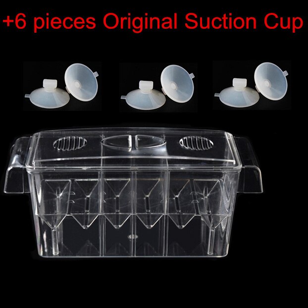 Big Size Acrylic Aquarium Floating Breeding Box 4 Rooms Double Layers Multifunction Breeding Isolation Box For Guppy Betta AT002: with 6 suction cups